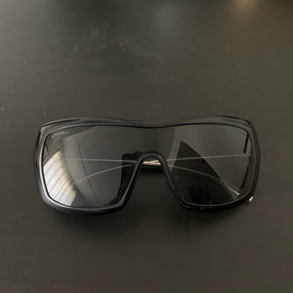 Chanel black shield sunglasses